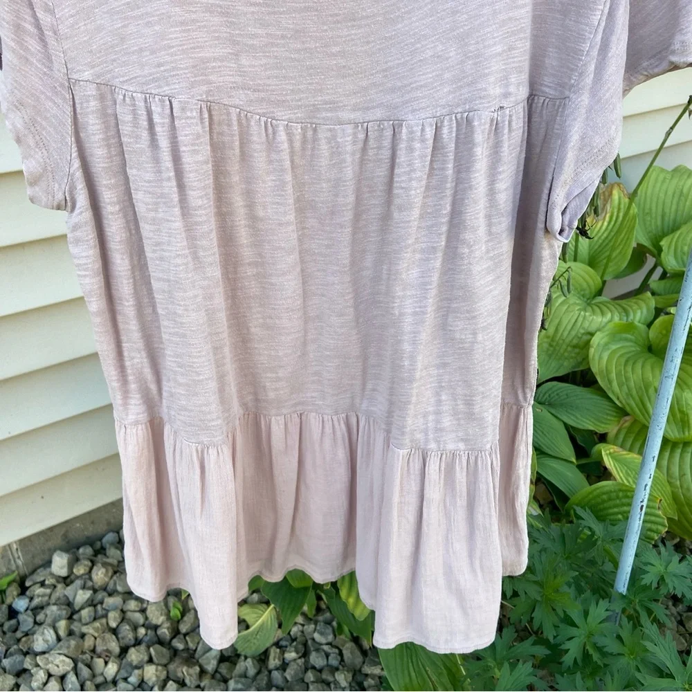 Used Time & True Sz-M/8-10 Cotton Pheasant Top, Tan, Well Worn-In Fair Condition
